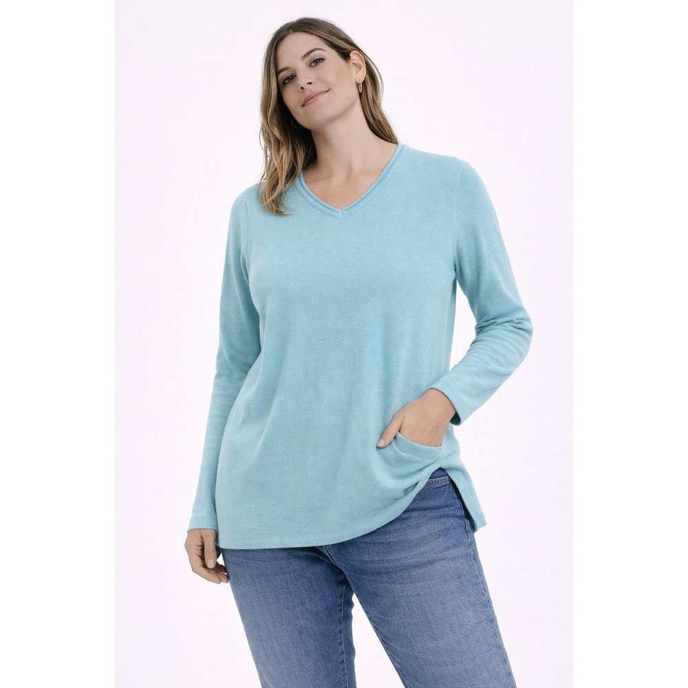 Croft & Barrow V-Neck Sweater Womens XL Blue Long Sleeve Knit Pastel Pullover
